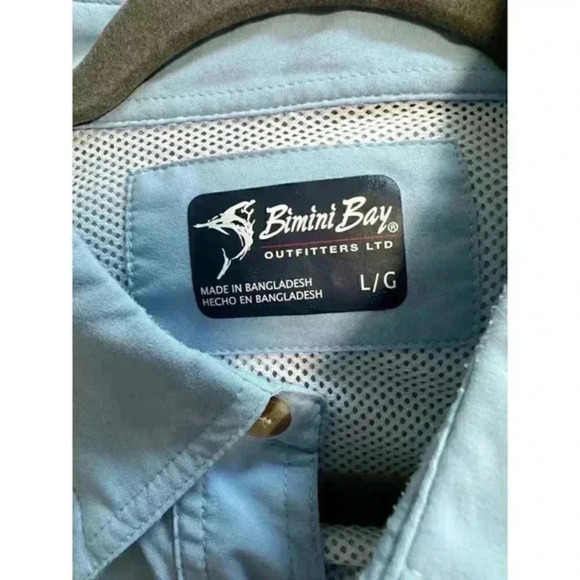 BIMINI BAY LONG SLEEVE SPF 30 BLOODGUARD Blue FISHING SUN SHIRT MEN'S - Picture 6 of 6